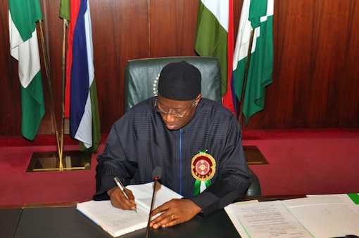 President Goodluck Jonathan signs The Administration of Criminal Justice Act 2015 into law